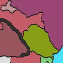 Political map with borders between countries